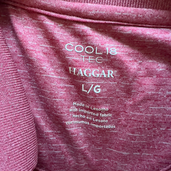 Haggar Cool 18 Tec | Pink Short Sleeve Polo Shirt - Picture 5 of 6